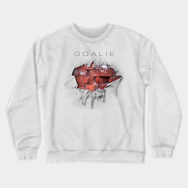 Torn Brick Wall Hockey Goalie Crewneck Sweatshirt by eBrushDesign